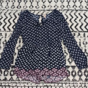 Cape Juby Navy and Burgundy Floral Romper